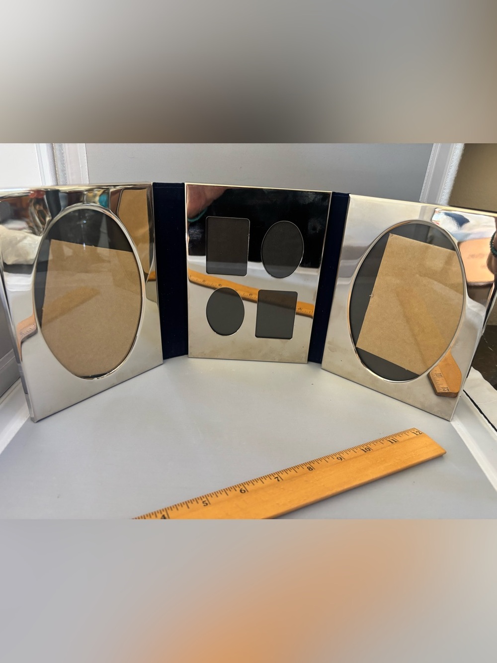 International Silver Company Tri-Fold Silver Photo Frame